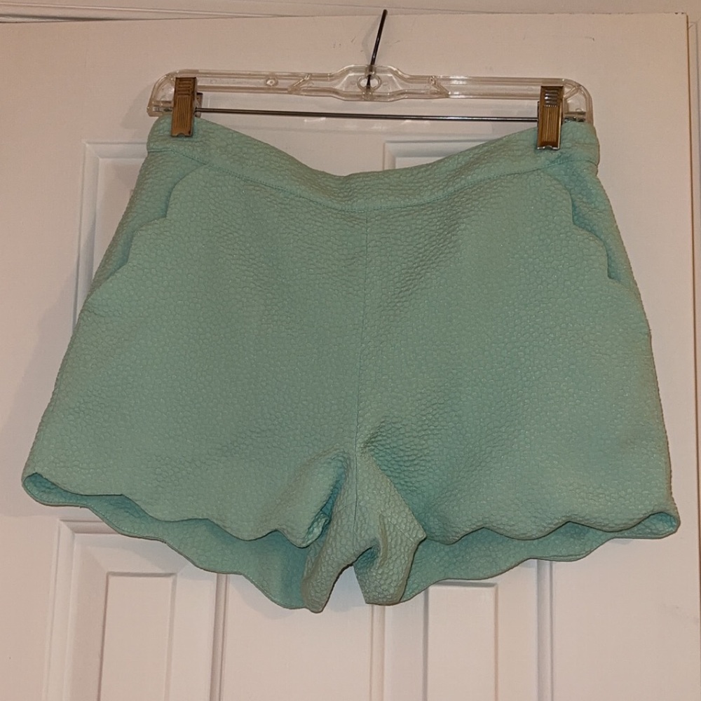 Teal Scalloped Shorts